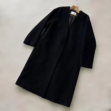 INED 이네드 캐시미어 혼방 울 노카라 롱 코트 13 블랙