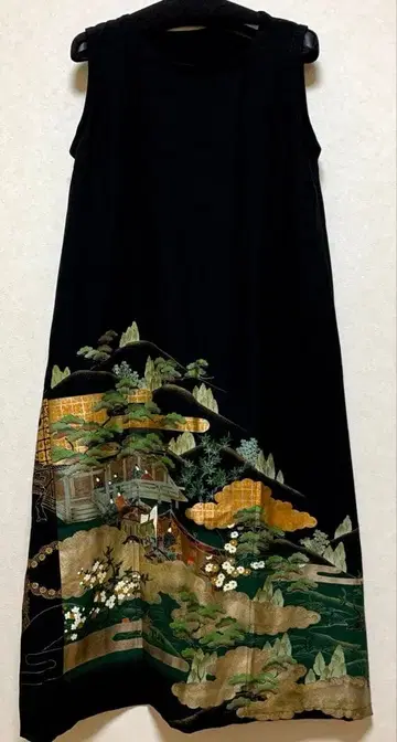 오버롤 스커트 블랙 전통 예복 기모노 리메이크