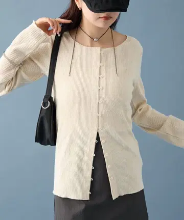 mystic 기모 리브 버튼 가디건 아이보리 택 포함 미사용 새상품