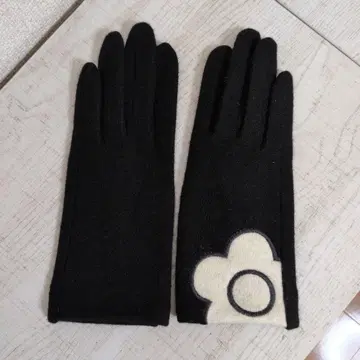 MARY QUANT 블랙 장갑 꽃 모티브