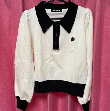 미사용 마리콴트 긴팔 피케 셔츠 바이컬러