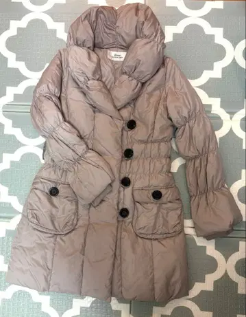 고급 인터플래닛 38 버튼 지퍼 다운 코트 그레이지