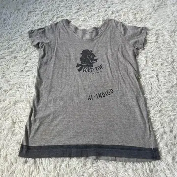 45rpm T셔츠 튜닉 그레이 프린트