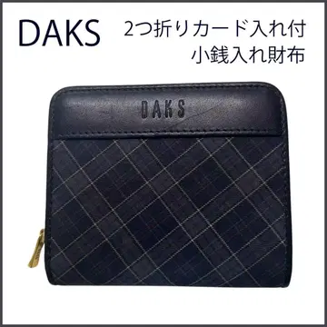 DAKS LONDON 소가죽 라운드 지퍼 컴팩트 지갑 일본제