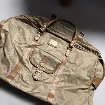 베이지 나일론 가죽 보스턴 백