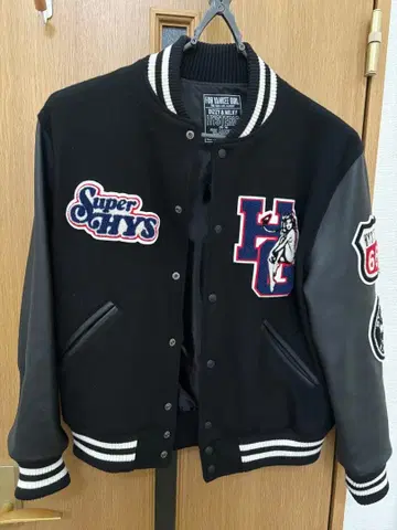 HYSTERIC GLAMOUR 바시티 자켓 블랙