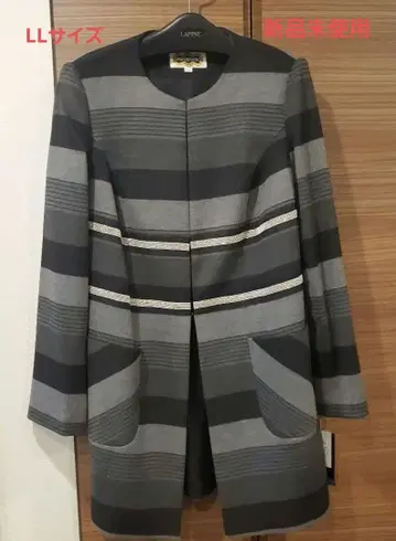 [미사용 새상품] 노카라 코트 그레이 스트라이프