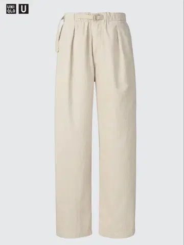 유니클로 U 2024 aw 코듀로이 턱 와이드 팬츠 화이트 M 사이즈