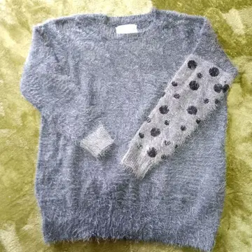 n'Or 그레이 샤기 니트 스웨터