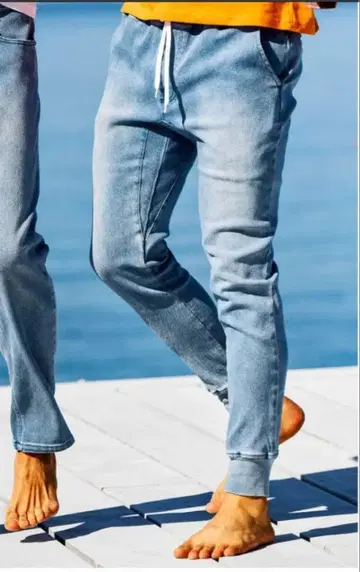 WP WESTPOINT 인디고 이지 데님 팬츠 밑단 리브