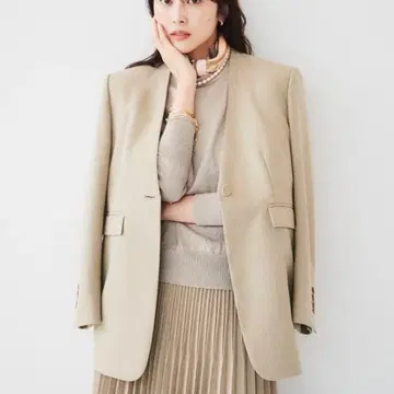 새상품 UNTITLED 린넨 라이크 캔버스 칼라리스 자켓 & 와이드 팬츠