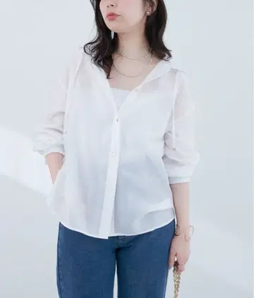 내추럴 꾸뛰르 [ sherbet line ] 접촉 냉감 후디드 겉옷 셔츠