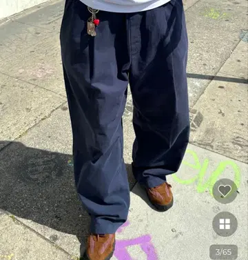 네이비 와이드 팬츠 드로우 스트링 포함