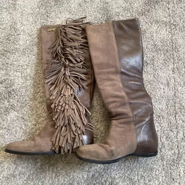 Cesare P. 프린지 브라운 롱 부츠 35