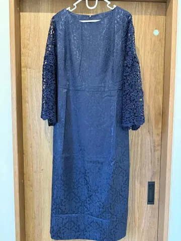 네이비 레이스 소매 원피스 빅 사이즈