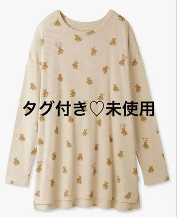 젤라또피케 베어 패턴 리브 롱T셔츠 긴팔 크루넥