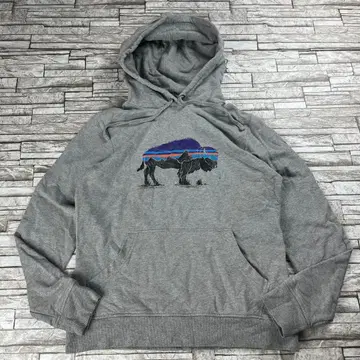 Patagonia 후드티 바이슨 애니멀 로고 그레이 S 사이즈