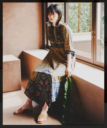 프리다 인도 불규칙 밑단 프린트 원피스