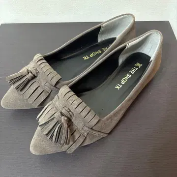 프린지 태슬 포함 플랫슈즈 펌프스 (카키) 24.5cm