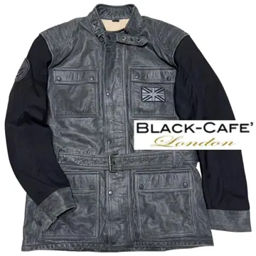 블랙 카페 런던 레트로 모터 사이클 가죽 자켓
