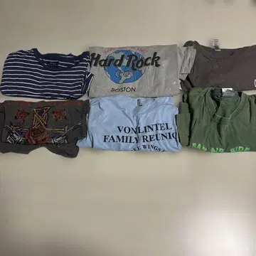 T셔츠 세트 6장 스트라이프 그래픽 구제 의류