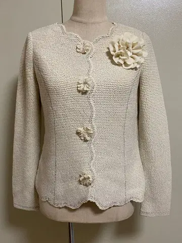 노코 오노 pleats 긴팔 가디건 플라워 모티브