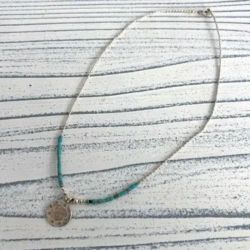 실버 x 터콰이즈 목걸이 펜던트 헤드 포함 약 40cm