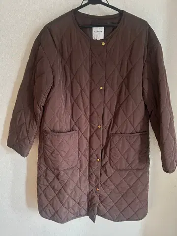 브라운 퀼팅 자켓 롱 기장