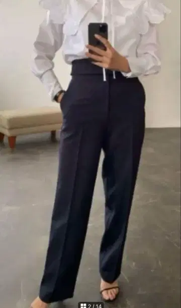 Ohga 네이비 하이웨스트 팬츠 M