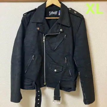 Schott 블랙 데님 더블 라이더 자켓 XL