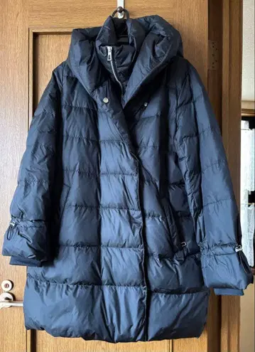 ZARA 블랙 후드 부착 롱 다운 자켓 미튼 장갑 세트