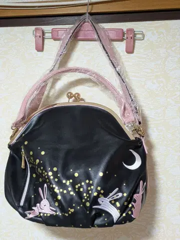 자수 가마구치 숄더 토트백 토끼