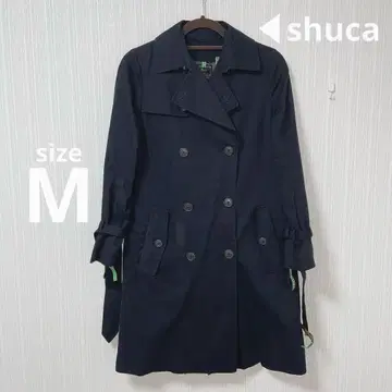 클리닝 완료 겨울 상품 네이비 더블 브레스트 트렌치코트