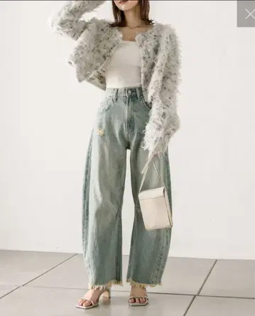 쿠키 샤기 가디건 mystic 라이트 그레이