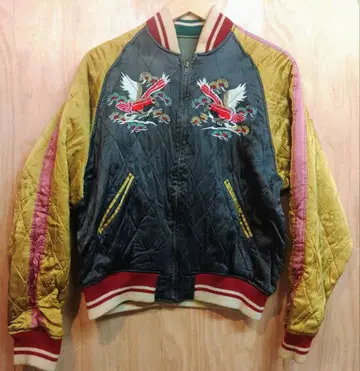 90s 스카잔 실크 퀼팅 리버서블