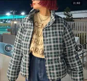 ciaopanic typy 다운 자켓 체크 충전솜 그린