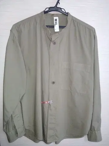 MHL. 올리브 그린 (카키색) 밴드 카라 셔츠 S