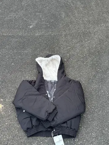 최저가 블랙 퍼 크롭 자켓