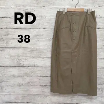 [ RD ] 타이트 스커트 ( 38 ) 인조 가죽 앞 슬릿 싸개 버튼