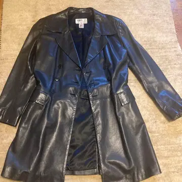 Agnes b 가죽 더블 브레스트 자켓 made in france