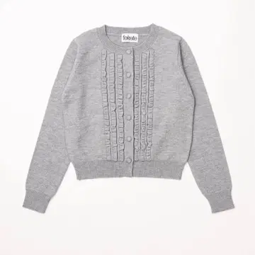 FEKETE 니트 프릴 가디건 그레이