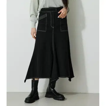 AZUL by moussy 데님 머메이드 스커트 블랙