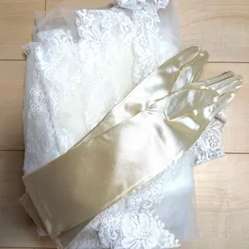 웨딩 베일 (롱 레이스) & 웨딩 그로브 거의 새상품