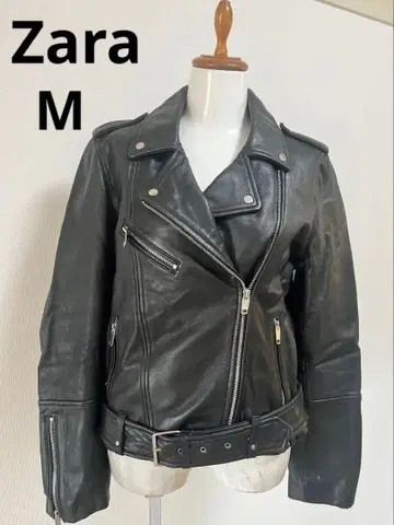ZARA trf 컬렉션 블랙 가죽 더블 라이더 자켓