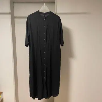 human 블랙 셔츠 원피스 반팔