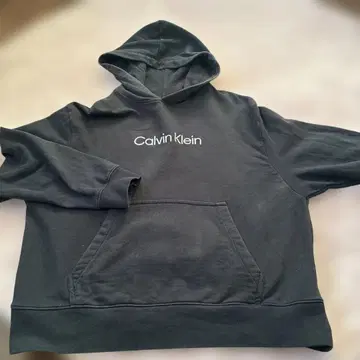 캘빈클라인 센터 로고 후드티 자수 풀오버 빅 로고 블랙 L
