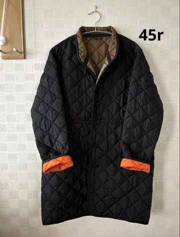 45r 스탠드 카라 충전솜 퀼팅 코트 블랙 새상품급