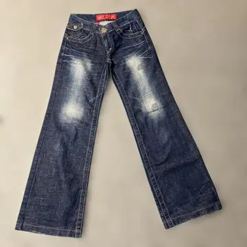 레드페퍼 빈티지 부츠컷 데님 플레어 데님 다크 블루