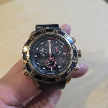 CITIZEN Eco-Drive 크로노그래프 손목시계 골드/블랙