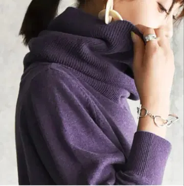 봄 가을 겨울 오프 터틀 넥 니트 롱 기장 / 퍼플
